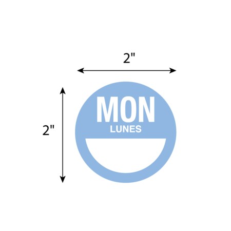 Nevs Dissolvable DaySpots - Monday/Lunes 2" circle White w/Blue DDOT-MS2W